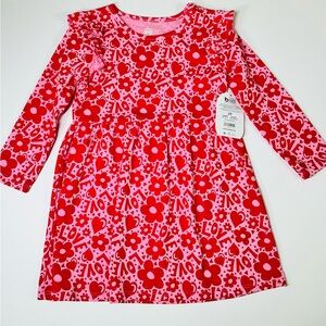Wonder Nation Red and Pink Floral Dress 18M 3T Valentine NWT